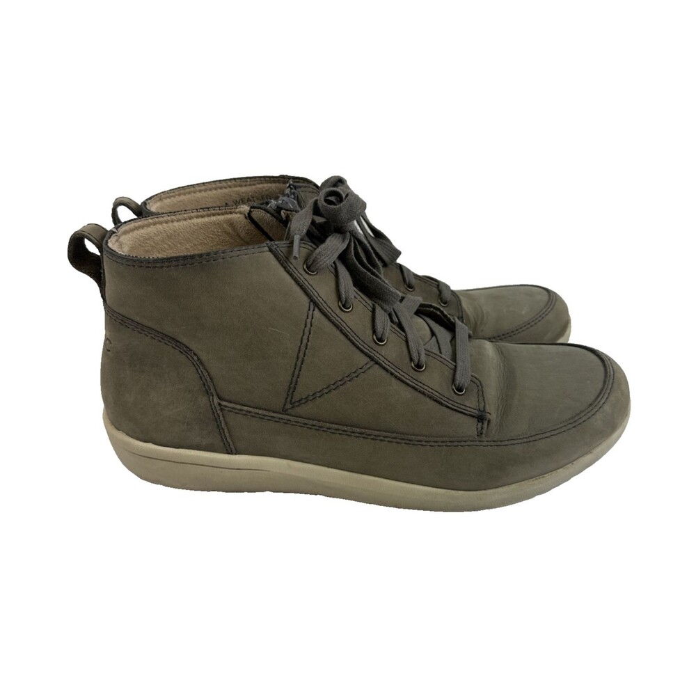 Vionic Shawna‎ Ankle Boot Lace Up Zip Nubuck Leather Green Weather Resistant 10